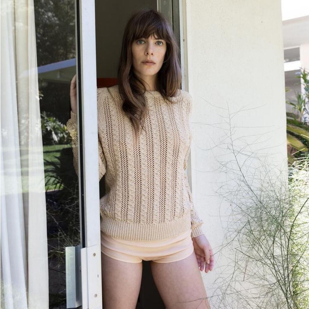ZARA MIXED MESH KNIT SWEATER